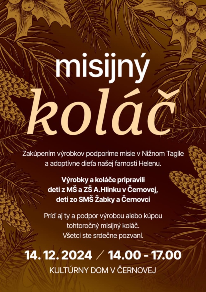 misijný koláč, černová, podpora misií 2024, misie, ružomberok