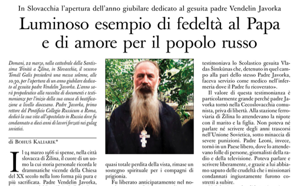 Osservatore Romano o pátrovi Javorkovi